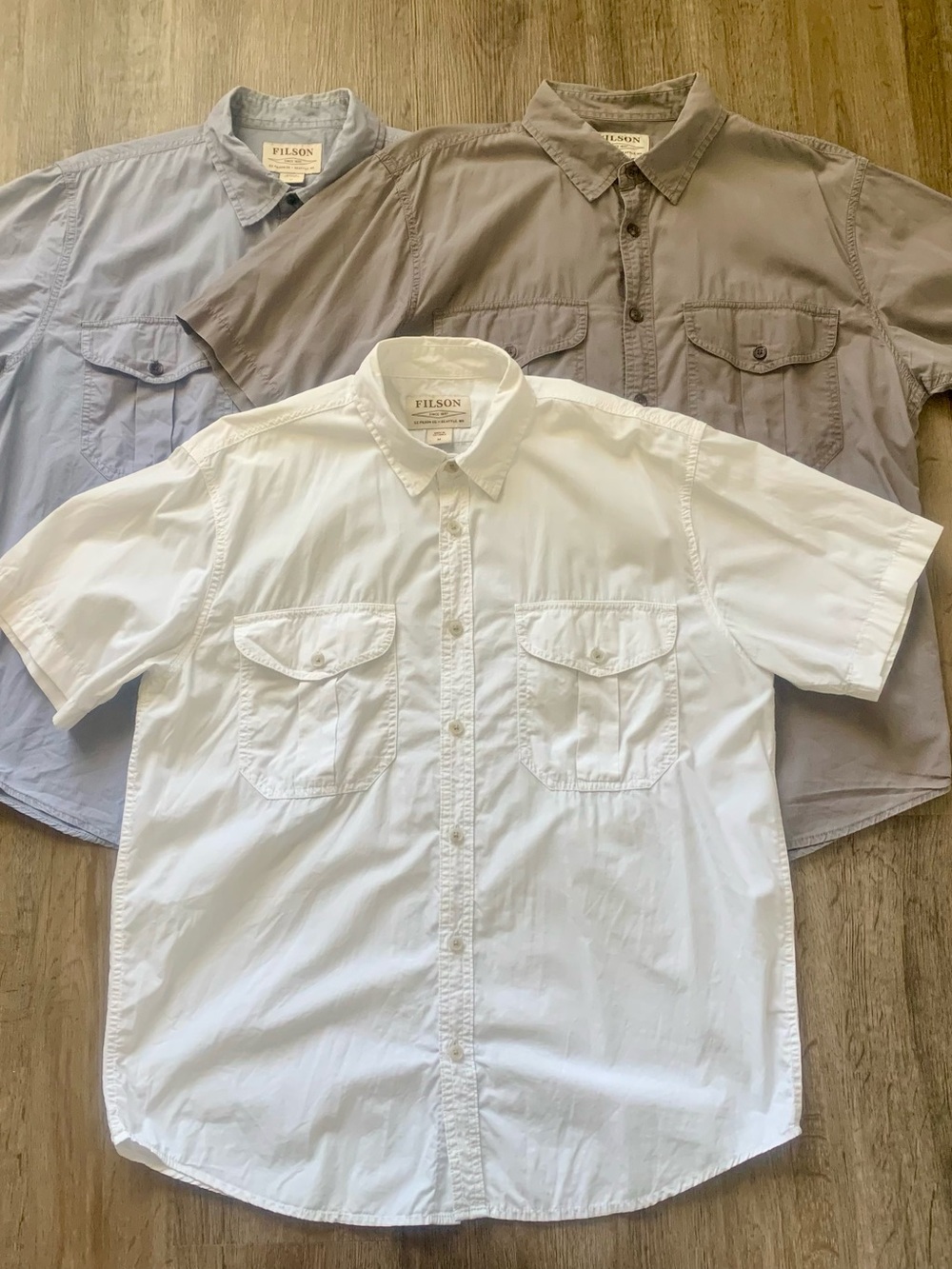 Filson Button Down Shirt Mens Medium Short Sleeve Cotton Utility Pocket Lot of 3